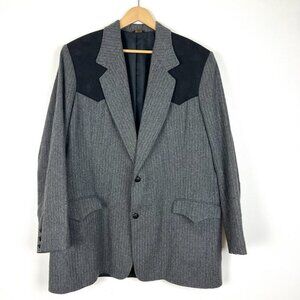 VTG Pioneer Wear Country Gentleman Wool Leather Patch Sport Coat 48L Blazer